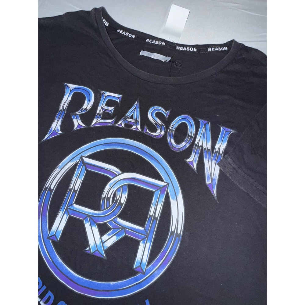 Reason Mens World Class Crew Bad Kids Graphic T-Shirt Black Blue Large RSS545-79